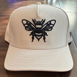 Bee Embroidered Cream Cap
